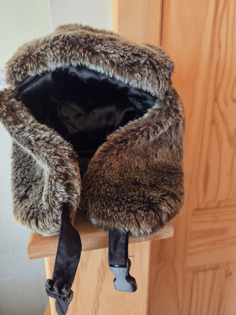 Plush Brown Faux Fur Trapper Hat with Chin Straps